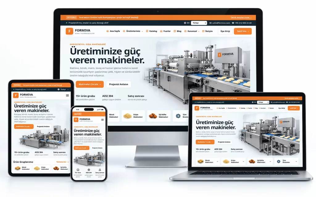 FORMIVA | Makine Üreticileri İçin Profesyonel Kurumsal Web Sitesi