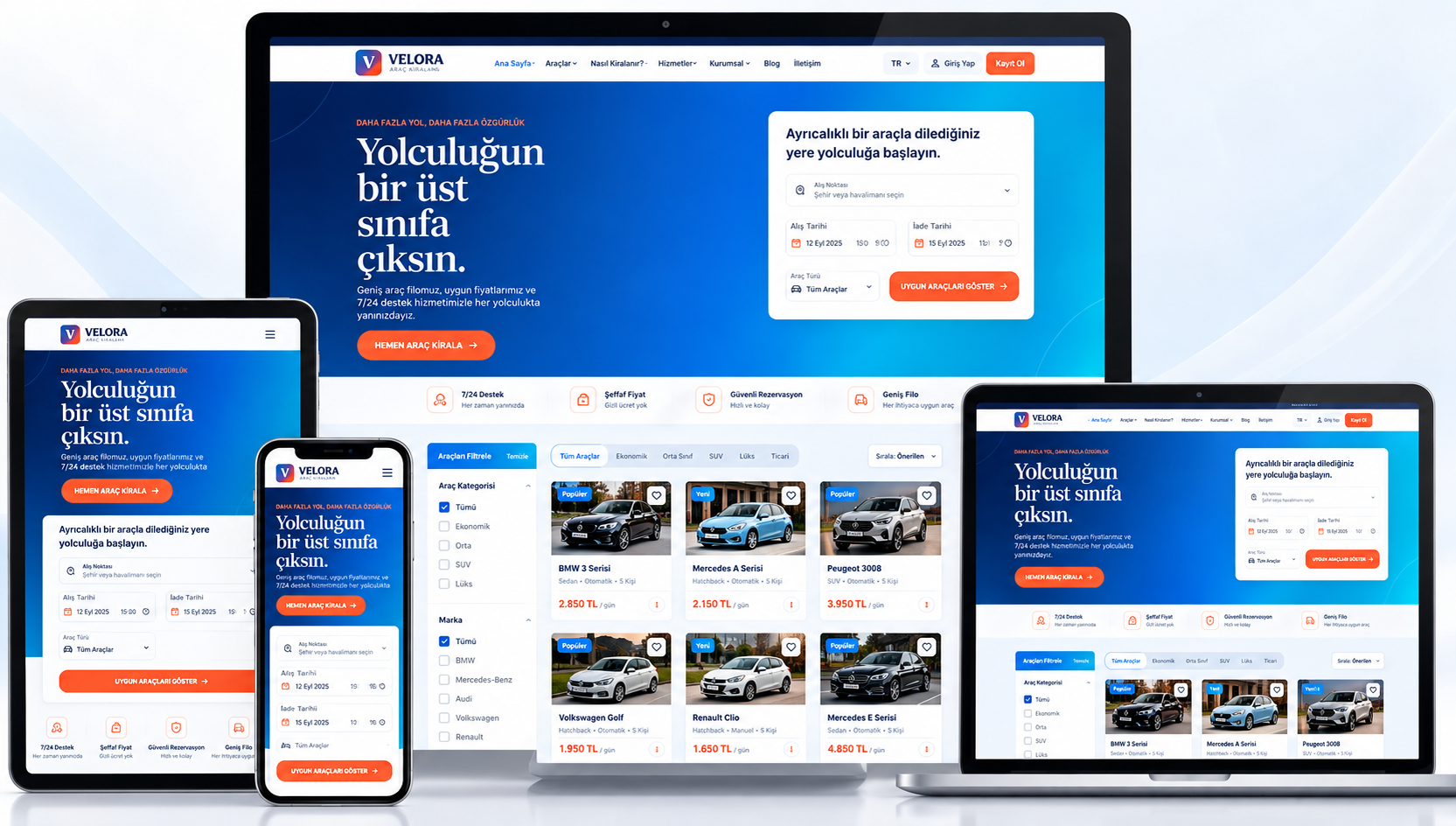 VELORA – Araç Kiralama Firmaları İçin Profesyonel Web Sitesi