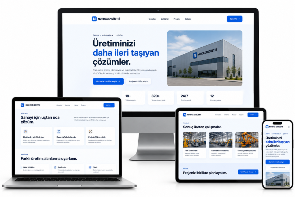 NORDEX – Sanayi ve Üretim Firmaları İçin Profesyonel Kurumsal Web Sitesi